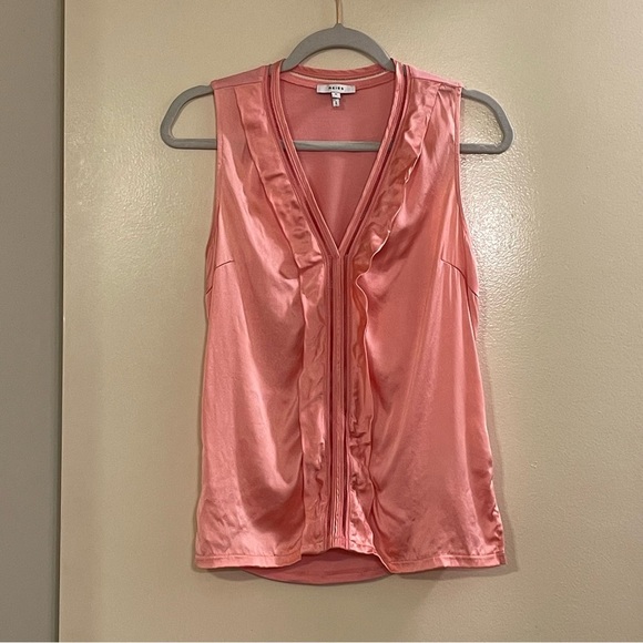 REISS Chelsea Trim Detail Silk Sleeveless Blouse in Pink - Picture 4 of 8